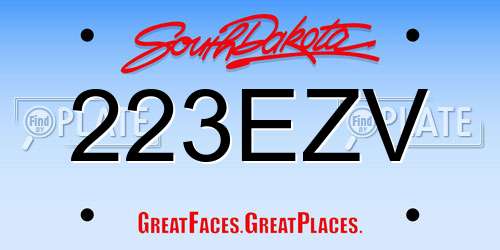 223EZV South Dakota License Plate