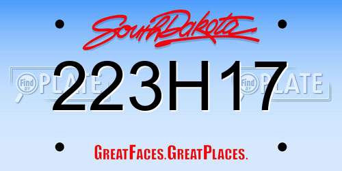 223H17 South Dakota License Plate