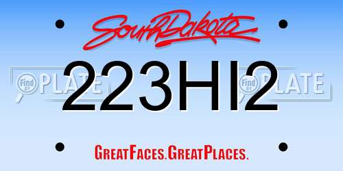 223HI2 South Dakota License Plate