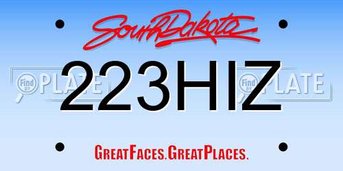 223HIZ South Dakota License Plate