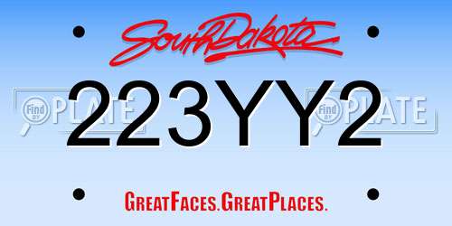 223YY2 South Dakota License Plate