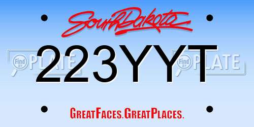 223YYT South Dakota License Plate