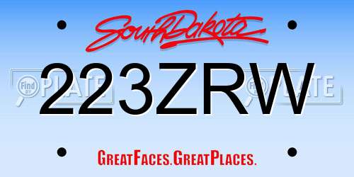 223ZRW South Dakota License Plate