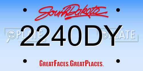 2240DY South Dakota License Plate