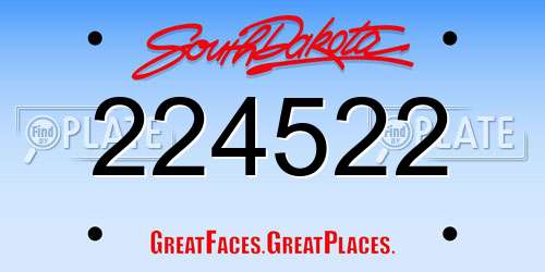 224522 South Dakota License Plate