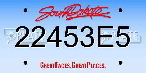 22453E5 South Dakota License Plate