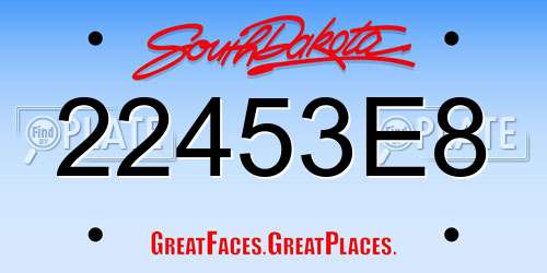 22453E8 South Dakota License Plate