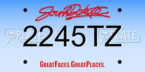 2245TZ South Dakota License Plate