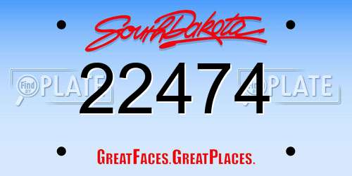 22474 South Dakota License Plate
