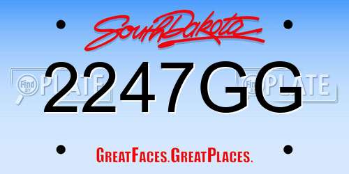 2247GG South Dakota License Plate