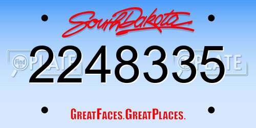 2248335 South Dakota License Plate