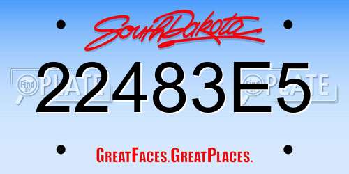 22483E5 South Dakota License Plate