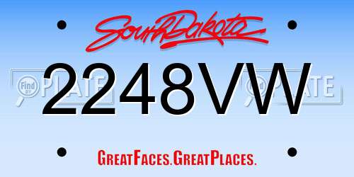 2248VW South Dakota License Plate