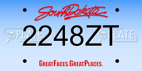 2248ZT South Dakota License Plate