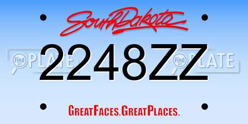 2248ZZ South Dakota License Plate