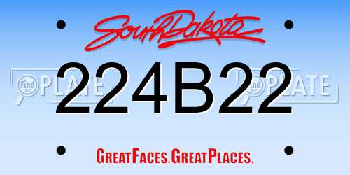 224B22 South Dakota License Plate