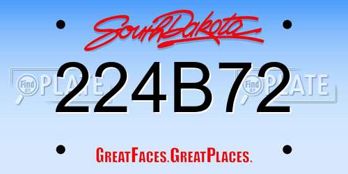 224B72 South Dakota License Plate