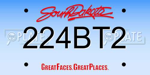 224BT2 South Dakota License Plate