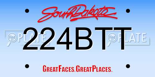 224BTT South Dakota License Plate