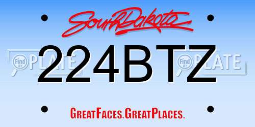 224BTZ South Dakota License Plate