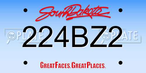 224BZ2 South Dakota License Plate
