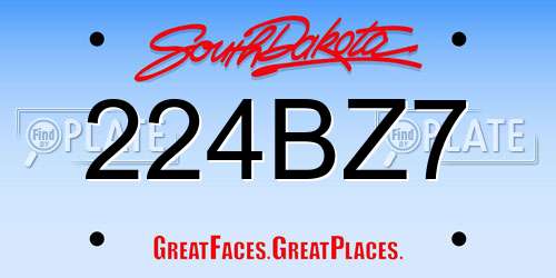 224BZ7 South Dakota License Plate