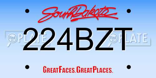 224BZT South Dakota License Plate