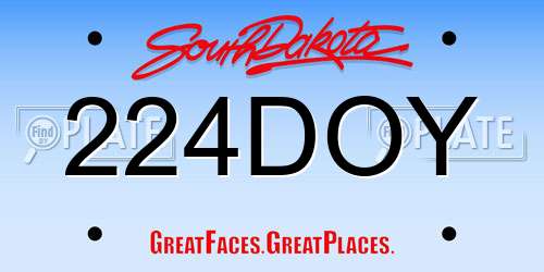 224DOY South Dakota License Plate
