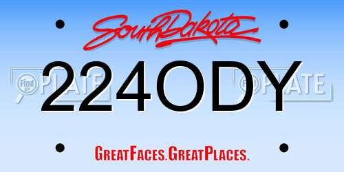 224ODY South Dakota License Plate