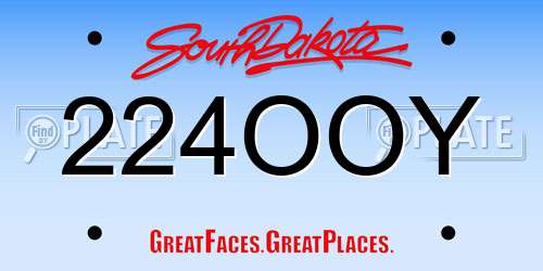 224OOY South Dakota License Plate