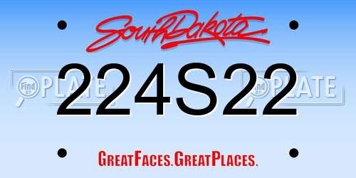 224S22 South Dakota License Plate