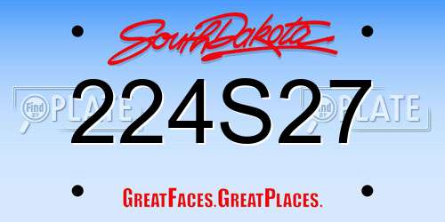 224S27 South Dakota License Plate