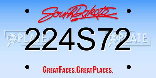 224S72 South Dakota License Plate