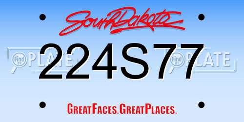 224S77 South Dakota License Plate