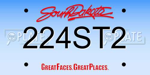 224ST2 South Dakota License Plate
