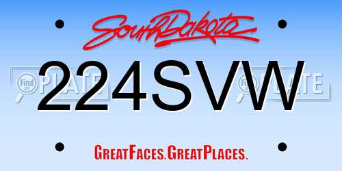 224SVW South Dakota License Plate