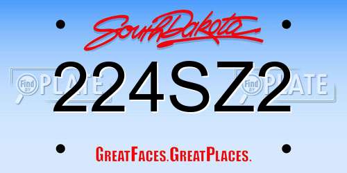 224SZ2 South Dakota License Plate