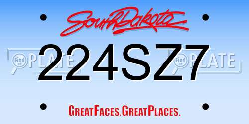 224SZ7 South Dakota License Plate