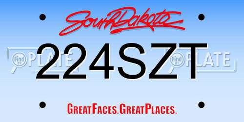 224SZT South Dakota License Plate