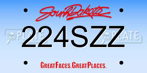 224SZZ South Dakota License Plate