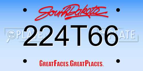 224T66 South Dakota License Plate