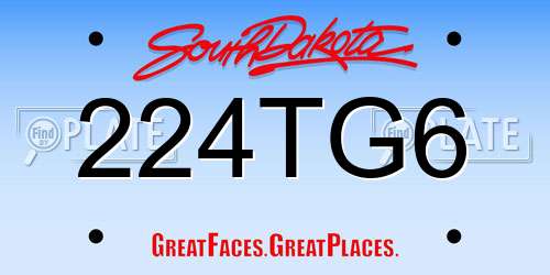 224TG6 South Dakota License Plate