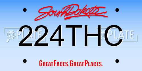 224THC South Dakota License Plate