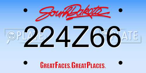 224Z66 South Dakota License Plate