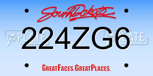 224ZG6 South Dakota License Plate