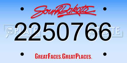 2250766 South Dakota License Plate