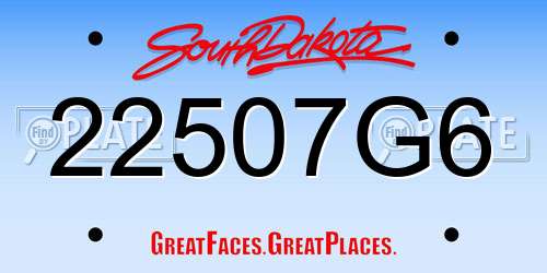 22507G6 South Dakota License Plate