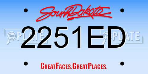 2251ED South Dakota License Plate