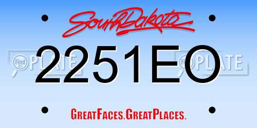 2251EO South Dakota License Plate
