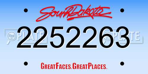 2252263 South Dakota License Plate